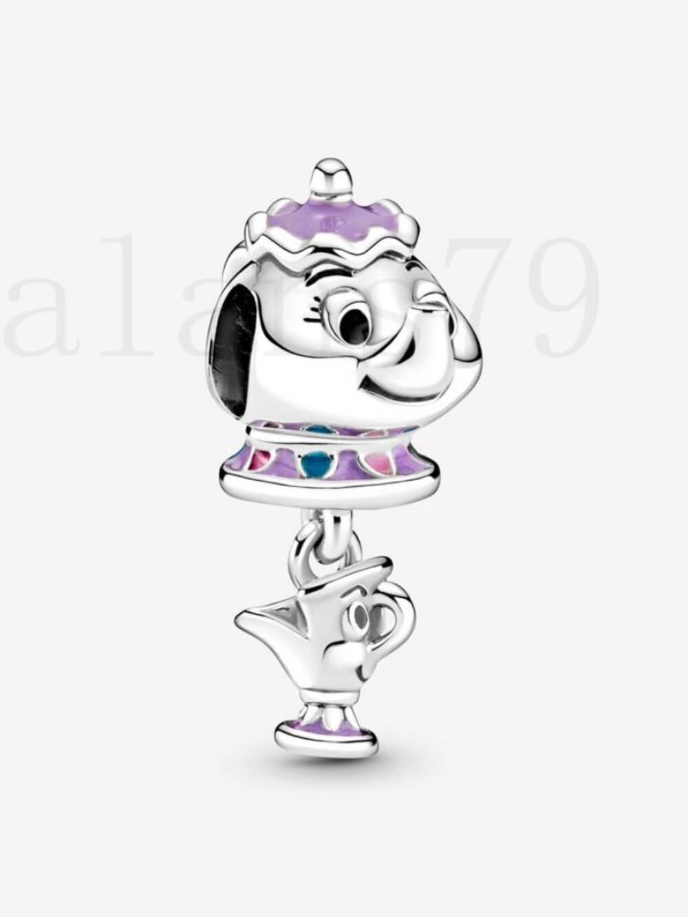 Pandora Beauty and the Beast Mrs. Potts and Chip Dangle Charm